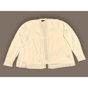 Verme Ami Open Cardigan Silver Details Stretch Women's White 1X